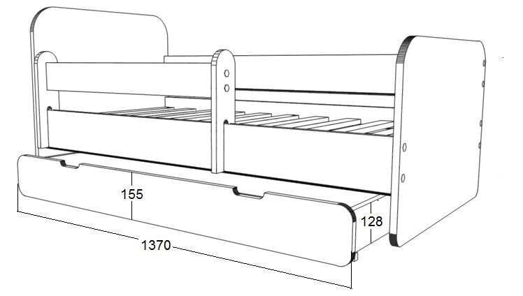 ALEX 62 sänky patjalla 170x70 cm, vuodevaatelaatikko ja irrotettava suojakaide hinta ja tiedot | Lastensängyt | hobbyhall.fi