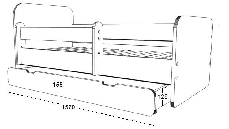 Lasten sänky patjalla ALEX 54 160x80 cm, liinavaatteet laatikko ja irrotettava suojakaide hinta ja tiedot | Lastensängyt | hobbyhall.fi