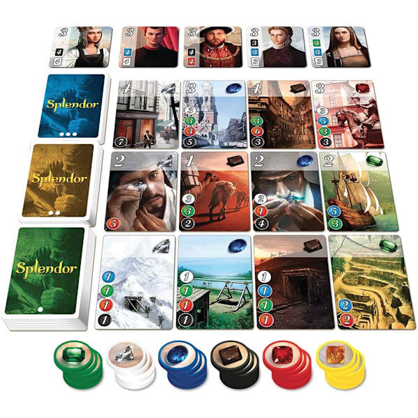 Splendor Board Game - Kiehtova strateginen helmipeli lapsille ja aikuisille, 10-vuotiaille ja sitä vanhemmille, 2-4 pelaajaa, 30 minuutin peliaika hinta ja tiedot | Lautapelit ja älypelit | hobbyhall.fi