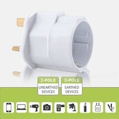 2x matkasovittimen sovitinpistoke Englantiin - Travel Plug Power Eu To Uk Socket - Matkapistoke valkoinen hinta ja tiedot | Jalkineiden ja vaatteiden hoitotuotteet | hobbyhall.fi