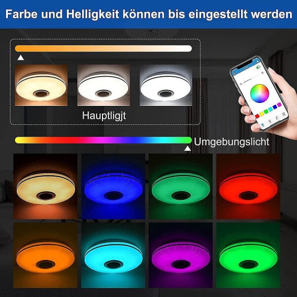 36w Led-kattovalaisin himmennettävällä Bluetooth-kaiuttimella, led-kattolamppu kaukosäätimellä tai sovellusohjauksella, RGBW-värinvaihto, säädettäv... hinta ja tiedot | Riippuvalaisimet | hobbyhall.fi