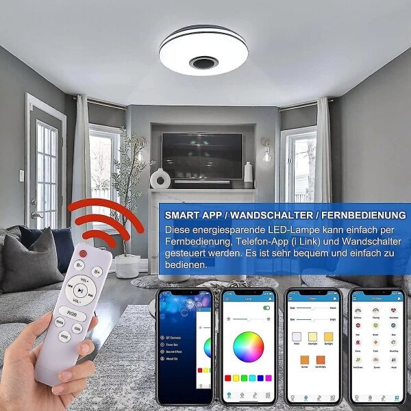 36w Led-kattovalaisin himmennettävällä Bluetooth-kaiuttimella, led-kattolamppu kaukosäätimellä tai sovellusohjauksella, RGBW-värinvaihto, säädettäv... hinta ja tiedot | Riippuvalaisimet | hobbyhall.fi