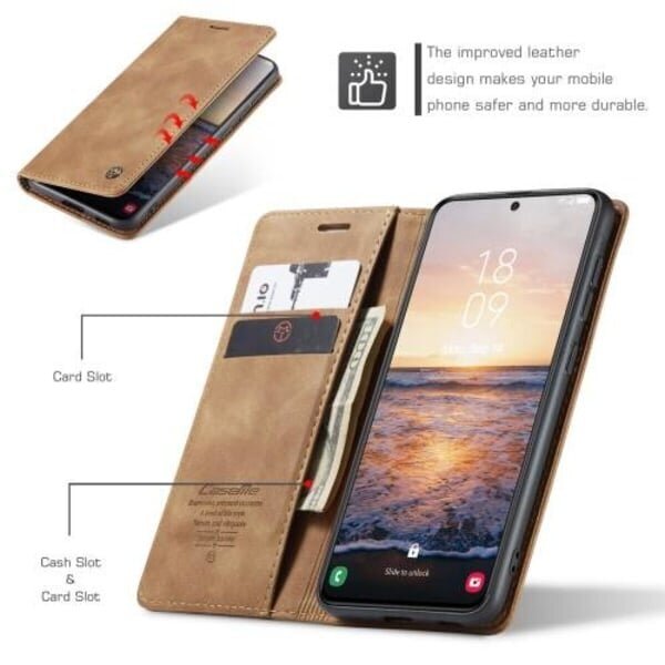 CASEME Retro Lompakkokotelo Samsung Galaxy S23 - Ruskea Brown hinta ja tiedot | Puhelimen lisätarvikkeet | hobbyhall.fi