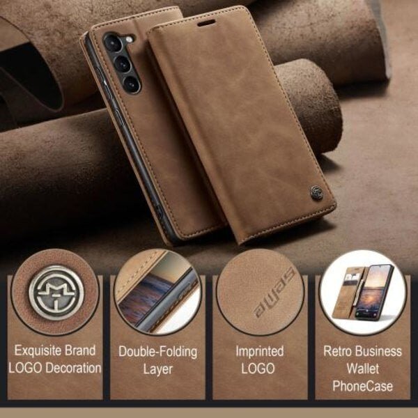 CASEME Retro Lompakkokotelo Samsung Galaxy S23 - Ruskea Brown hinta ja tiedot | Puhelimen lisätarvikkeet | hobbyhall.fi