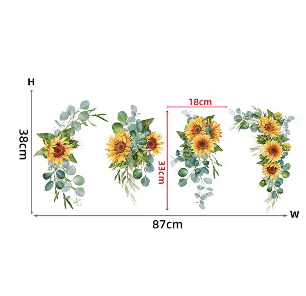Seinäkoristelutarra Auringonkukat hinta ja tiedot | Sisustustarrat | hobbyhall.fi