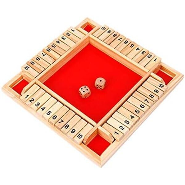 Tietäen Wooden Closed Box -pelin, Shut The Box -pelin, 4 pelaajan numeron hinta ja tiedot | Lautapelit ja älypelit | hobbyhall.fi