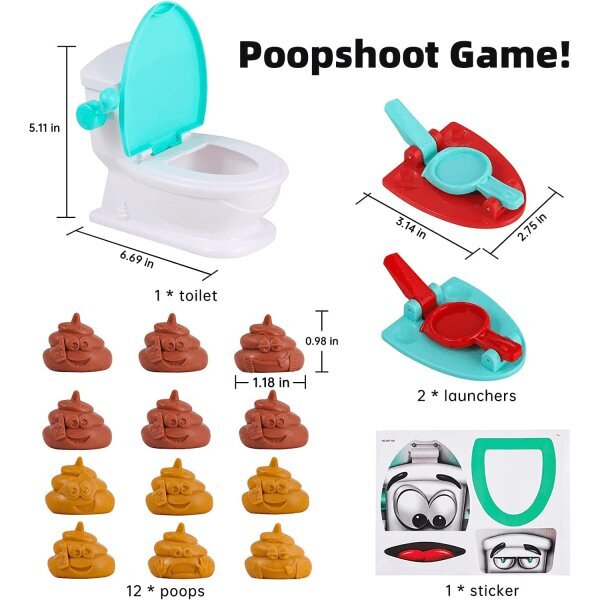 Poop Squirter -lelu lapsille, luovat WC-kakkalelut, hauska perhepeli, sisältää 12 kakkamakkaraa, 2 kantorakettia ja tarran hinta ja tiedot | Lautapelit ja älypelit | hobbyhall.fi