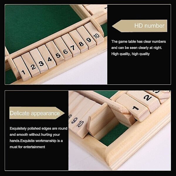 Deluxe 4 pelaajan Shut The Box Wooden Board Classic noppapeli hinta ja tiedot | Lautapelit ja älypelit | hobbyhall.fi