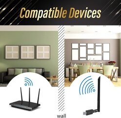 Sovittimet, USB-keskittimet, 1200M 802.11ac USB-WiFi-sovitin, nopea kaksikaistainen 2,4/5GHz Dongle PC:lle/kannettavalle hinta ja tiedot | Adapterit | hobbyhall.fi