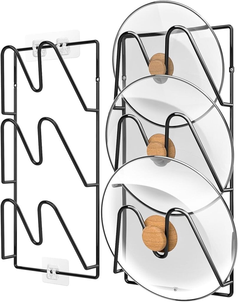 Keittiötyökalut, 2-pakkainen kattilan kannen järjestely, 6-kerroksinen poraamaton teline keittiön säilytykseen hinta ja tiedot | Keittiövälineet | hobbyhall.fi