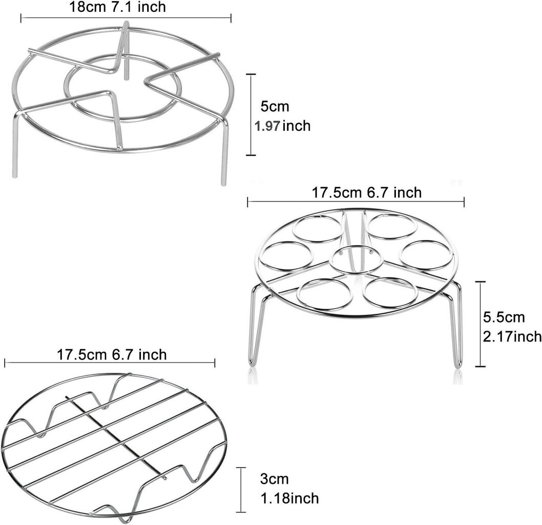 Keittiövälineet, ruostumattomasta teräksestä valmistettu höyryteline Instant Potille, 3-osainen keittolevy hinta ja tiedot | Keittiövälineet | hobbyhall.fi