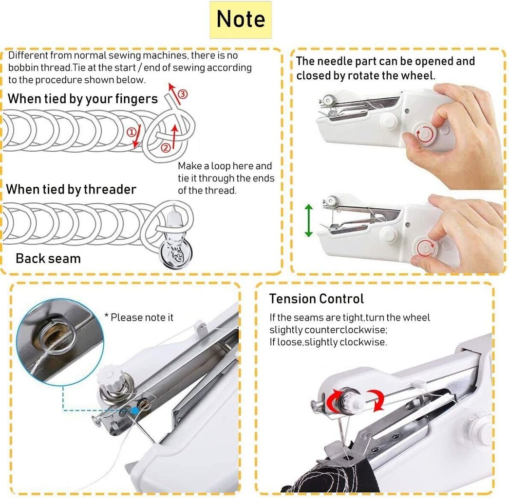 ompelukone, kannettava kädessä pidettävä miniompelukone matka- ja kotikäyttöön hinta ja tiedot | Ompelukoneet | hobbyhall.fi