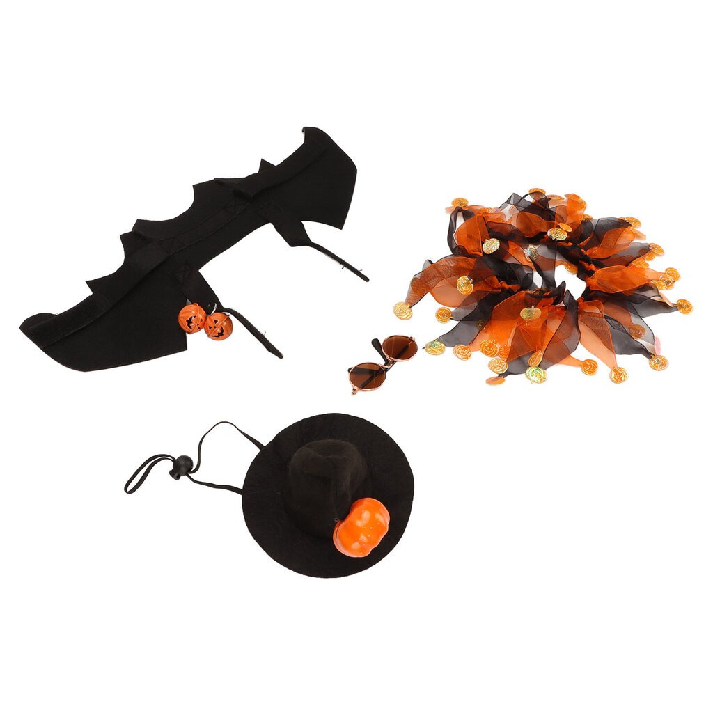 4 kpl Dog Bat Wings -asu Pumpkin Bell Bat Wings Cosplay-koiraasu Halloween kiitospäivän Cosplay-bileisiin hinta ja tiedot | Koiran vaatteet | hobbyhall.fi