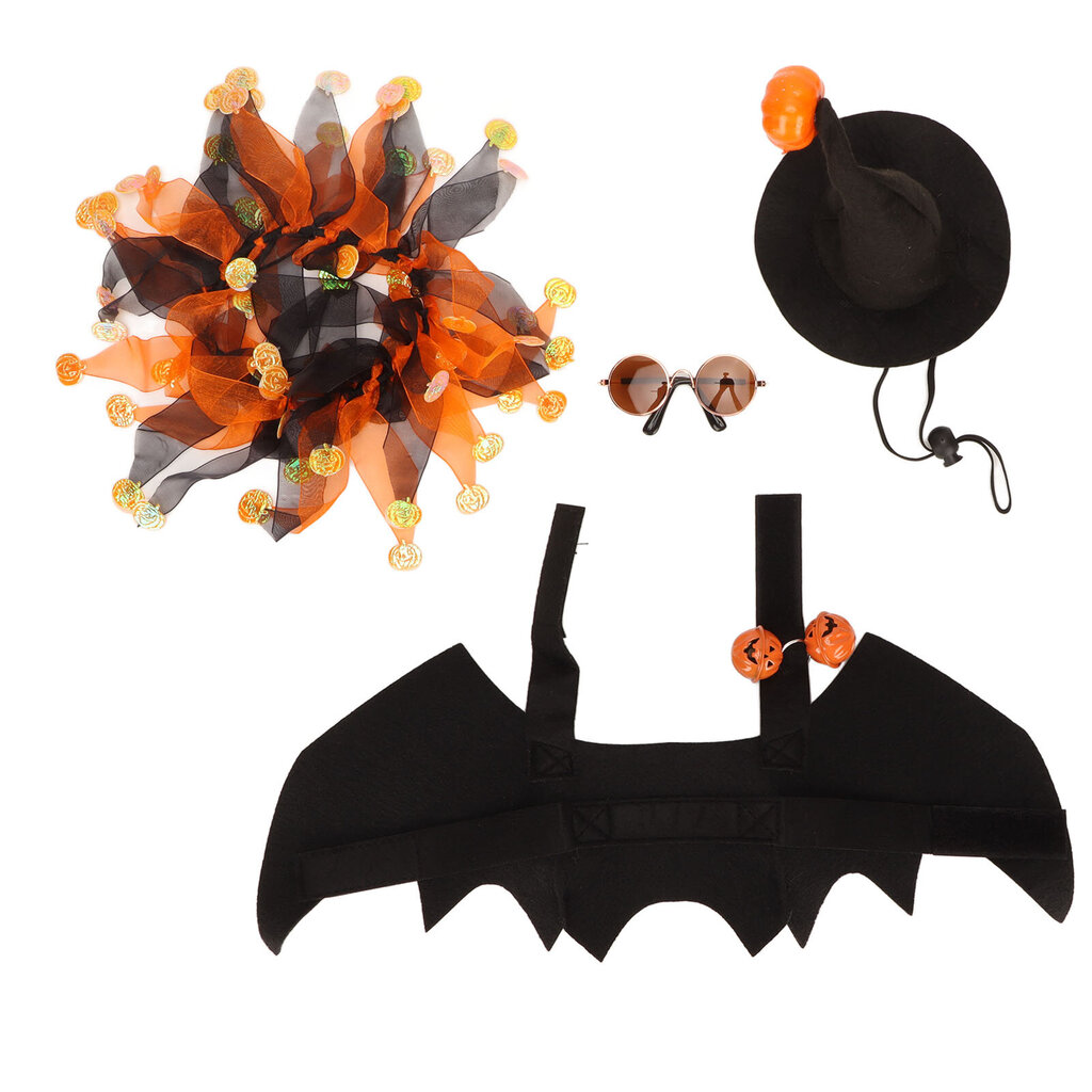 4 kpl Dog Bat Wings -asu Pumpkin Bell Bat Wings Cosplay-koiraasu Halloween kiitospäivän Cosplay-bileisiin hinta ja tiedot | Koiran vaatteet | hobbyhall.fi