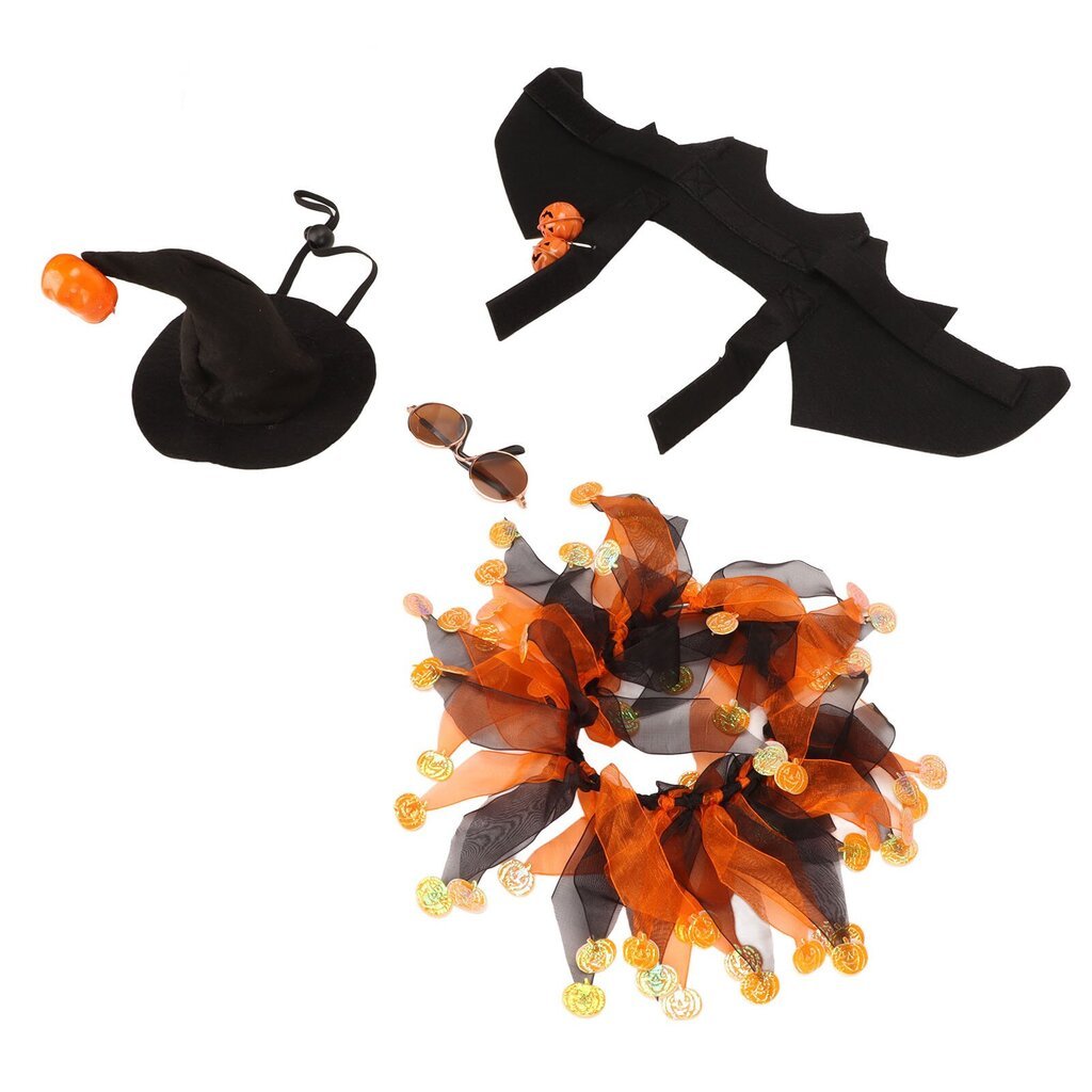 4 kpl Dog Bat Wings -asu Pumpkin Bell Bat Wings Cosplay-koiraasu Halloween kiitospäivän Cosplay-bileisiin hinta ja tiedot | Koiran vaatteet | hobbyhall.fi