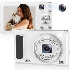 DC308 2,8 tuuman 4K HD -kaksoiskamera edessä ja takana 16X zoom digitaalikamera UK Plug (valkoinen) hinta ja tiedot | Kamerat | hobbyhall.fi