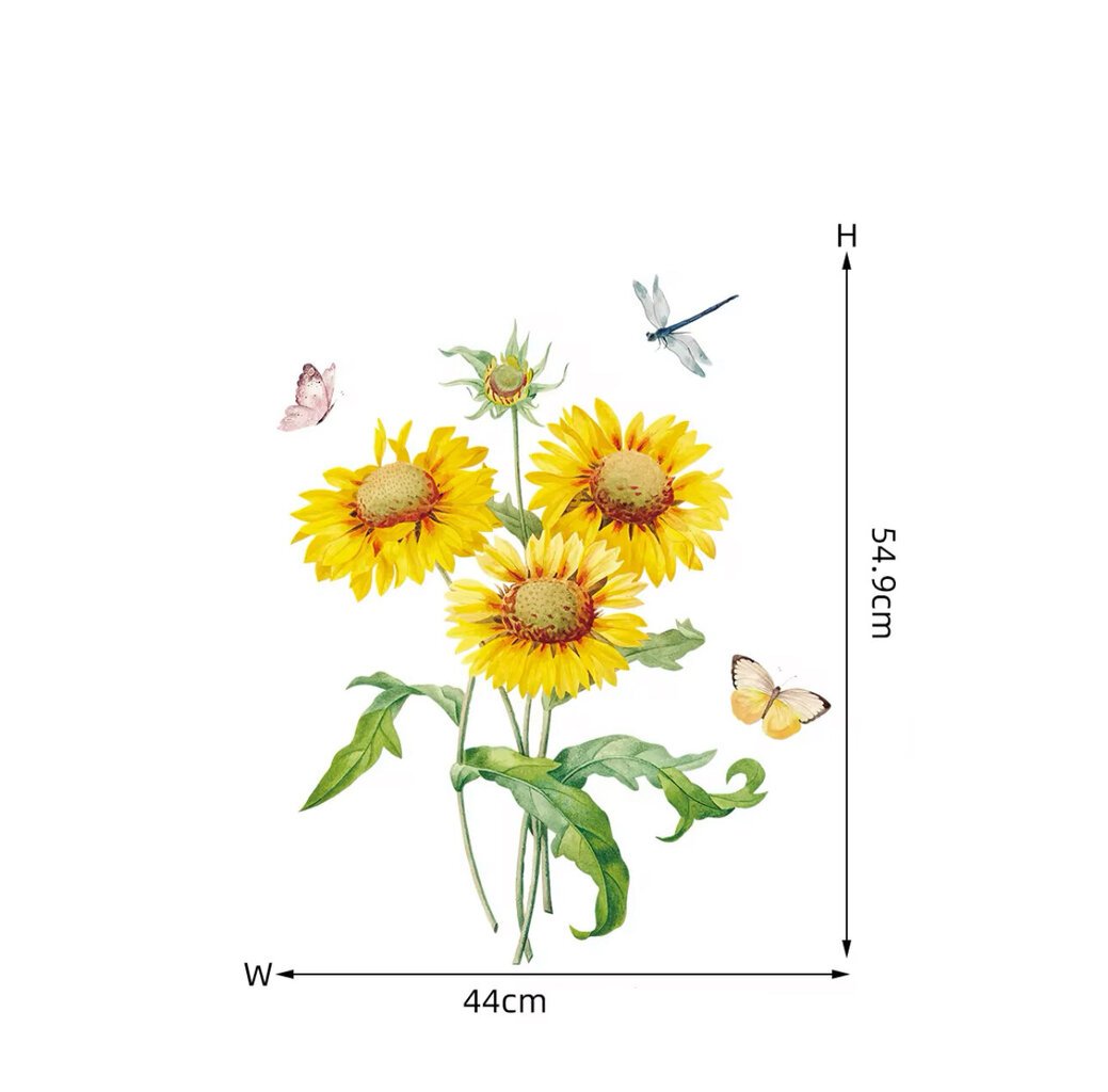 Seinäkoristelu - tarra Auringonkukat hinta ja tiedot | Sisustustarrat | hobbyhall.fi