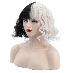 Cruella de Vil -peruukit Naisille Cosplay Kiharat Hiukset Lyhyet Aaltoilevat Peruukit hinta ja tiedot | Naamiaisasut | hobbyhall.fi