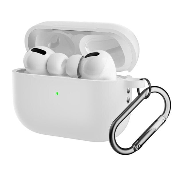 Silikonikotelo karabiinihakalla Apple AirPods Pro 2 Valkoinen hinta ja tiedot | Kuulokkeiden tarvikkeet | hobbyhall.fi