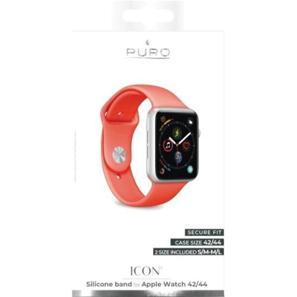 Puro - Apple Watch -ranneke 42-44 mm S/M & M/L - Living Coral hinta ja tiedot | Puhelimen lisätarvikkeet | hobbyhall.fi