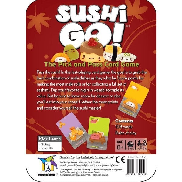 Pelin kirjoittaja | Sushi Go -peli | Korttipeli | Ikärajat 8+ | 2-5 pelaajaa | Peliaikaa 15 minuuttia hinta ja tiedot | Lautapelit ja älypelit | hobbyhall.fi