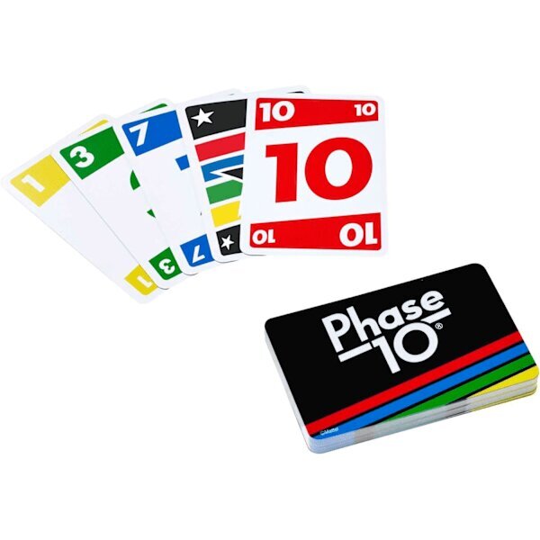 Mattel Games Phase 10 -korttipeli, sarjat rommimaiset korttipelit, sisältää 108 korttia, kotikäyttöön. hinta ja tiedot | Lautapelit ja älypelit | hobbyhall.fi