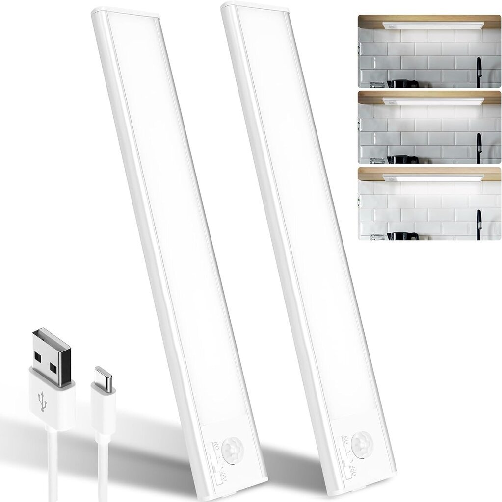 2 kpl liiketunnistimen magneettikaappivalo erittäin ohut, 40 LED-helmeä, langaton USB-ladattava hinta ja tiedot | Seinävalaisimet | hobbyhall.fi