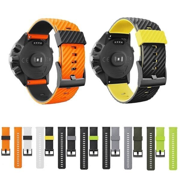 24 mm silikonikuminen watch hihna Suunto- 7/ 9 / Baro watch rannekkeeseen watch Ranneke Hr rannekoru D5 watch Black and yellow B hinta ja tiedot | Rannekorut | hobbyhall.fi