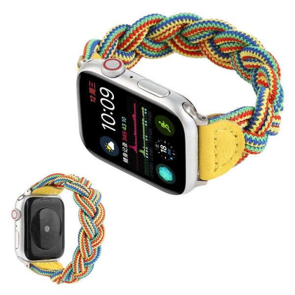 Apple Watch Series 6 / 5 44mm kudottu punottu kellonauha - Keltainen Naamiointi Yellow hinta ja tiedot | Älykellojen ja aktiivisuusrannekkeiden lisätarvikkeet | hobbyhall.fi