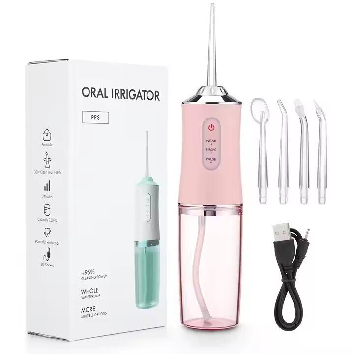 Dental Water Flosser Spotlight Professional suuhuuhtelulaite Kannettava hammaslanka Terveempi hampaiden valkaisuaine Pinkki hinta ja tiedot | Sähköhammasharjan vaihtoharjat | hobbyhall.fi