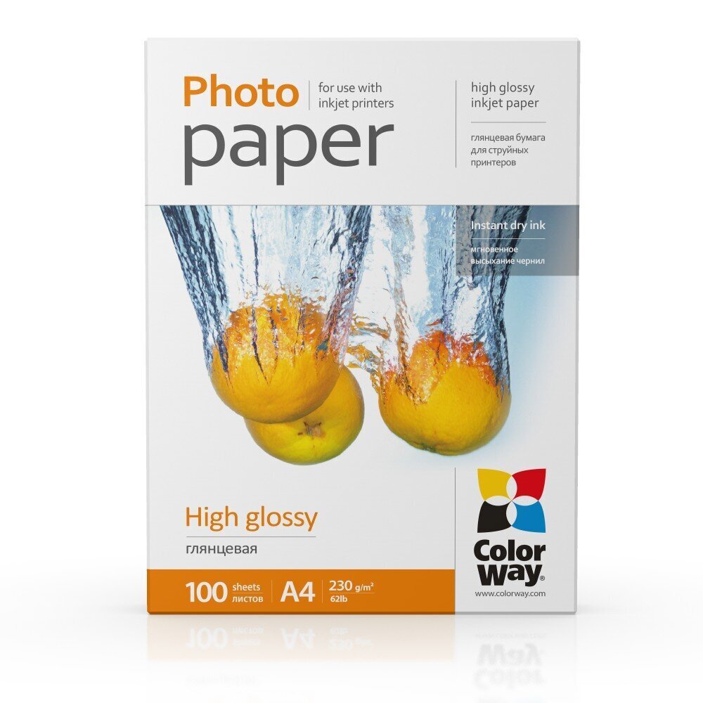 ColorWay High Glossy Photo Paper, 100 sheets, A4, 230 g hinta ja tiedot | Vihkot, muistikirjat ja paperit | hobbyhall.fi