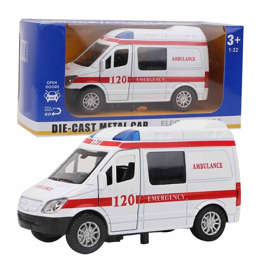 1:32 Mini Stimulation Alloy Ambulance Car Sound and Light Model Lelu Vehicle (punainen) hinta ja tiedot | Ajovalot | hobbyhall.fi