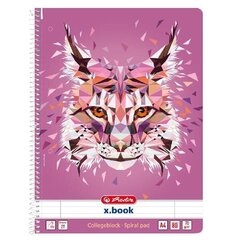 Kierrelehtiö Herlitz Wild Animals / Ilves - A4/80, viivoilla hinta ja tiedot | Vihkot, muistikirjat ja paperit | hobbyhall.fi