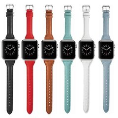 Apple Watch Series 6 / 5 40mm yksinkertainen nahkanauha - Oranssi Orange hinta ja tiedot | Älykellojen ja aktiivisuusrannekkeiden lisätarvikkeet | hobbyhall.fi