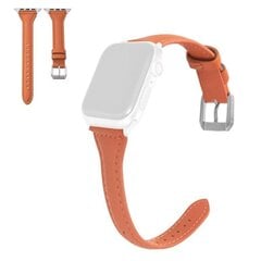 Apple Watch Series 6 / 5 40mm yksinkertainen nahkanauha - Oranssi Orange hinta ja tiedot | Älykellojen ja aktiivisuusrannekkeiden lisätarvikkeet | hobbyhall.fi