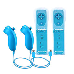 (Sininen - 2 setti)pari kauko-ohjain ja Nunchuck-ohjain Wii-konsolin langattomalle Gamepad Motion Plus -ohjaimelle Nintendo Wii Games Controlille hinta ja tiedot | Pelikonsolitarvikkeet | hobbyhall.fi