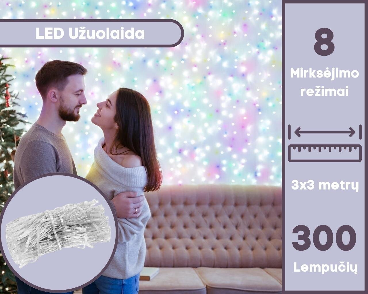 LED Garlianda - verho, monivärinen hinta ja tiedot | Jouluvalot | hobbyhall.fi