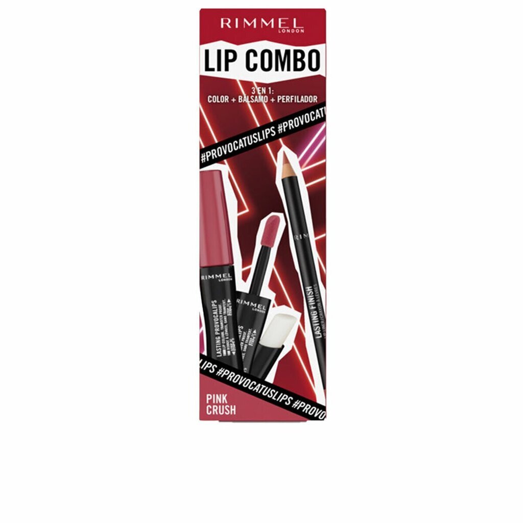 Meikkisarja Rimmel London Lip Combo 3 kappaletta vaaleanpunainen murskaus hinta ja tiedot | Meikkivoiteet ja puuterit | hobbyhall.fi