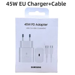 Alkuperäinen Samsung Charger 45W Super Fast Charge EU-SERTIFIOIDUT adapteri Galaxy Z Fold 5 4 3 Flip 5 4 3 S23 S24 Ultra S20 S22 S21 hinta ja tiedot | Paristolaturit | hobbyhall.fi