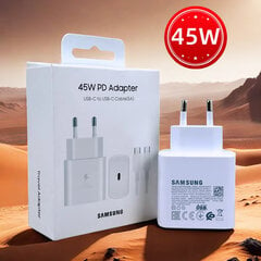 Alkuperäinen Samsung Charger 45W Super Fast Charge EU-SERTIFIOIDUT adapteri Galaxy Z Fold 5 4 3 Flip 5 4 3 S23 S24 Ultra S20 S22 S21 hinta ja tiedot | Paristolaturit | hobbyhall.fi