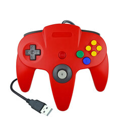 (Punainen)N64 USB langallinen peliohjain peliohjaimen joystick klassiseen videopeliohjaimeen Retropelit Mac-tietokoneeseen Windows PC hinta ja tiedot | Pelikonsolitarvikkeet | hobbyhall.fi