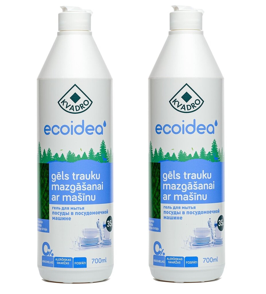 Tiivistetty geeli astianpesuun koneella KVADRO ECOIDEA, 700ml 2 kpl hinta ja tiedot | Astianpesuaineet | hobbyhall.fi