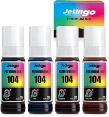 Jetingo 104 muste Epson Ecotank -tulostimeen, 4 pulloa hinta ja tiedot | Jetingo Tulostuskasetit | hobbyhall.fi