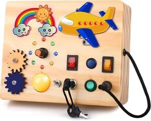 Lasten puinen LED-lelu ARANEE Montessori Busy Board hinta ja tiedot | Kehittävät lelut | hobbyhall.fi