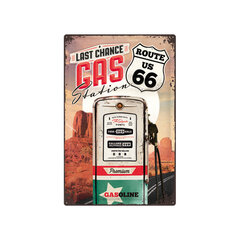 Metallilevy 40 x 60 cm, Route 66 Viimeisen mahdollisuuden huoltoasema hinta ja tiedot | Puutarhakoristeet | hobbyhall.fi