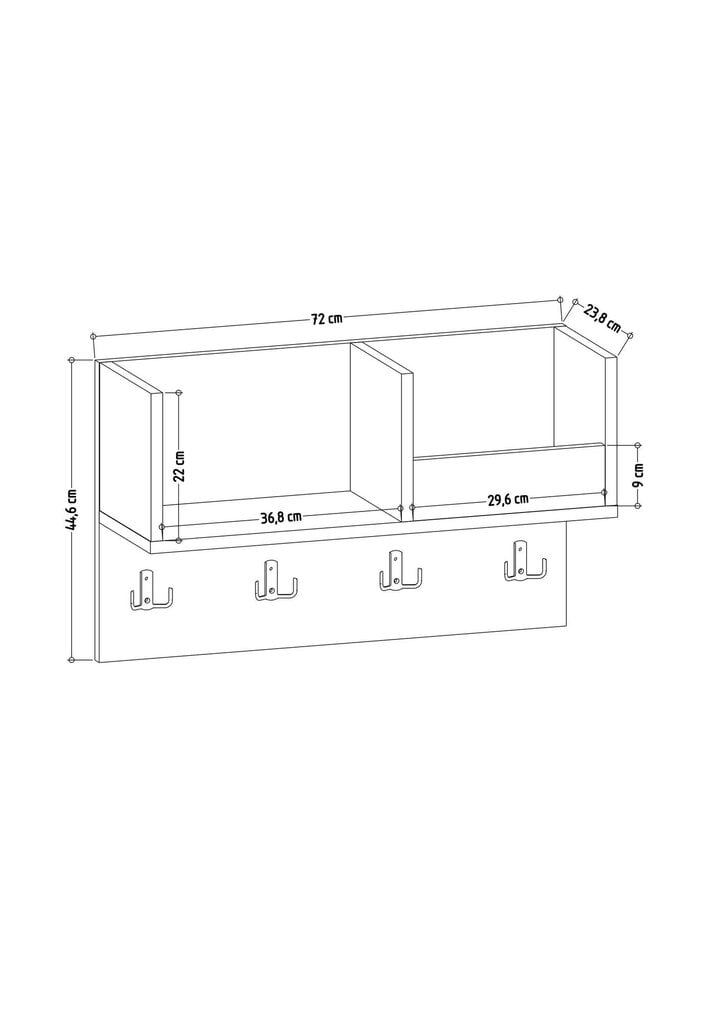 Samuelin vaateteline, 72x23,8x44,6 cm hinta ja tiedot | Vaateripustimet ja pukupussit | hobbyhall.fi