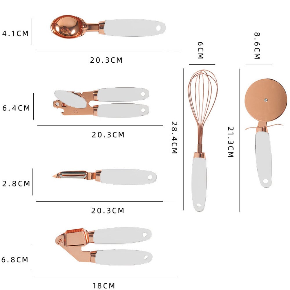 7 kpl Kitchen Essentials ruostumattomasta teräksestä valmistettu vaahtera vempainsarja, metalli pehmeällä kosketuskahvoilla ruoanlaittoon harmaa hinta ja tiedot | Keittiövälineet | hobbyhall.fi