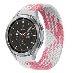 (20MMPink white)Punottu solosilmukkahihna Samsung Galaxy Watch 4 Classic 46mm 42mm älykello rannekoru Galaxy Watch Active 2 ranneke 44mm 40mm - kellon rannekkeet hinta ja tiedot | Älykellojen ja aktiivisuusrannekkeiden lisätarvikkeet | hobbyhall.fi