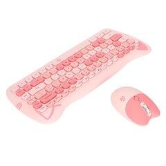 Cute Cat Shape 2.4G langaton näppäimistö ja hiiri värit Low Power Technology langaton näppäimistö hiiri yhdistelmä pelaamiseen Pink Mix hinta ja tiedot | Näppäimistöt | hobbyhall.fi