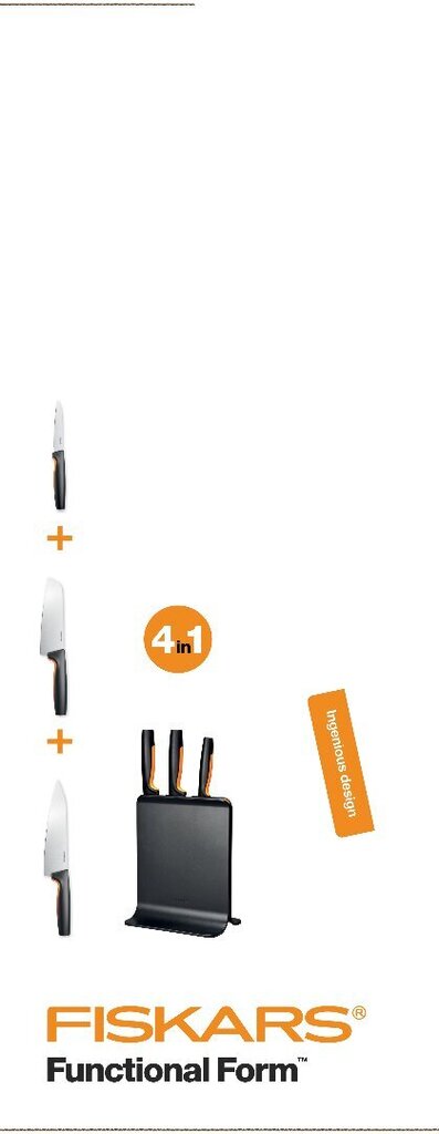 Fiskars Functional Form veitsitukki muovi (sis. 3 veistä) hinta ja tiedot | Veitset ja tarvikkeet | hobbyhall.fi